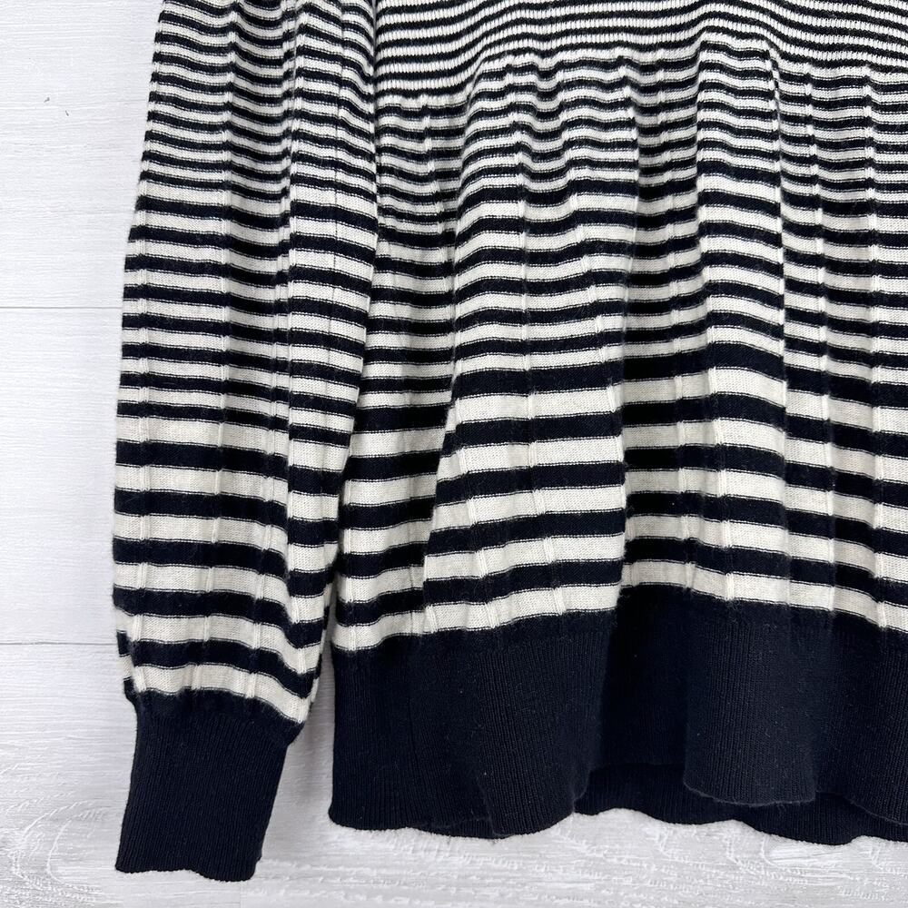 Stile Benetton Wool Blend V-Neck Sweater Women Small Striped Black Grunge Cozy - Picture 4 of 13